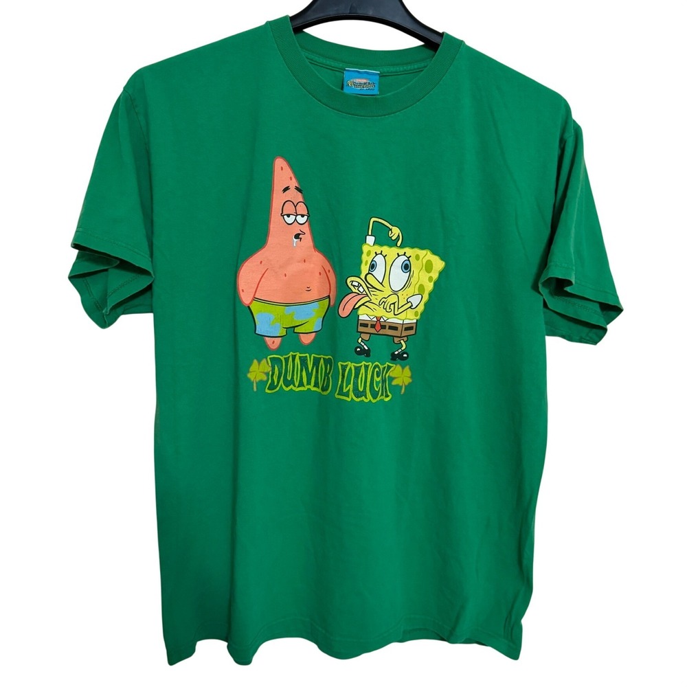 Nickelodeon SpongeBob SquarePants T-Shirt Dumb Luck‎ Men's L Green St. Patricks